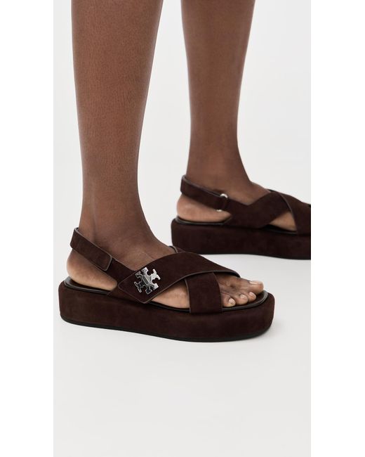 Tory Burch Brown T Lock Platform Sandals 40Mm