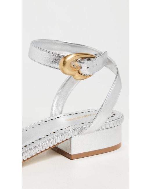 Larroude White Verona Flat Sandals