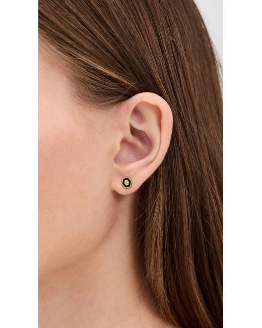 Gwen Beloti Black Initial Hex Stud Earrings