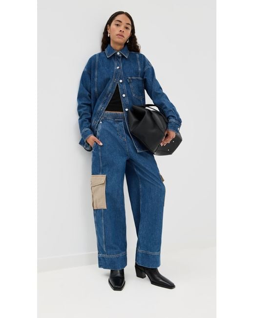 3.1 Phillip Lim Blue Denim Patchwork Pull On Jeans