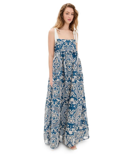 Agua Bendita Verbena Ribbons Dress in Blue | Lyst