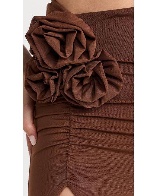 AFRM Brown Afr Kelce Axi Length Skirt With Rosette Detail