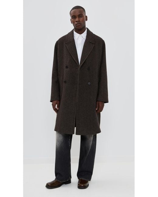 Wax London Black Magnus Double Breasted Overcoat for men