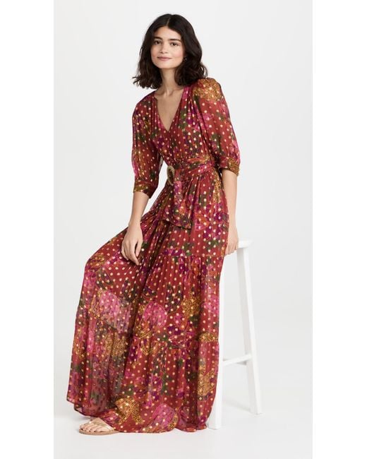 Farm Rio Red Banana Flowers Maxi Dress