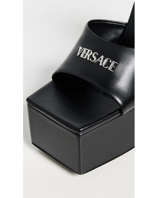 Versace Black Calf Leather Sandals