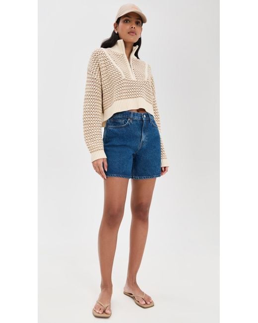 Staud Blue Cropped Hampton Sweater