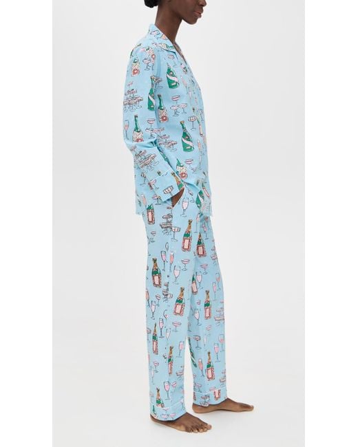 Printfresh Blue Champagne Tower Long Pj Set
