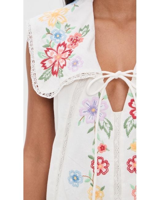 Free People Willow Embroidered Mini Dress in White | Lyst