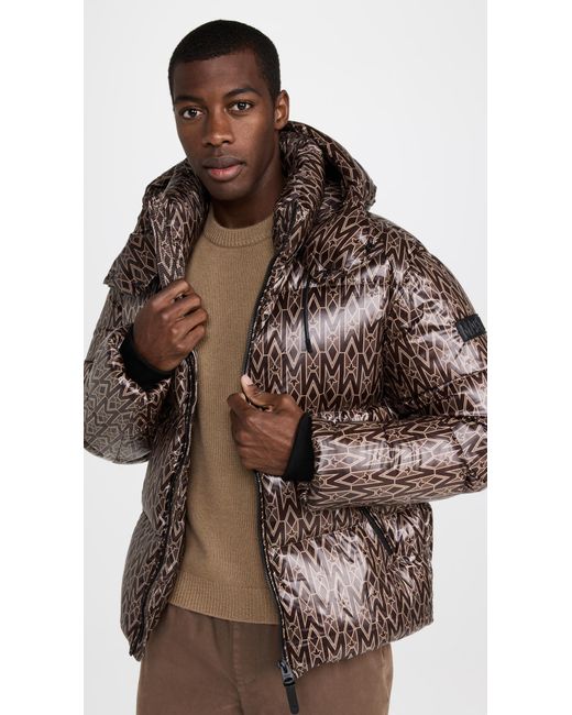 Mackage Brown Kent Lustrous Light Down Jacket With Hood for men