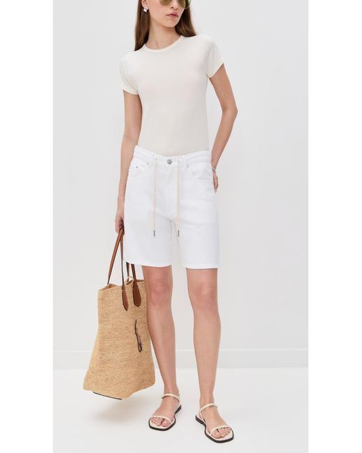 DL1961 White Aura Taylor Drawstring Denim Shorts