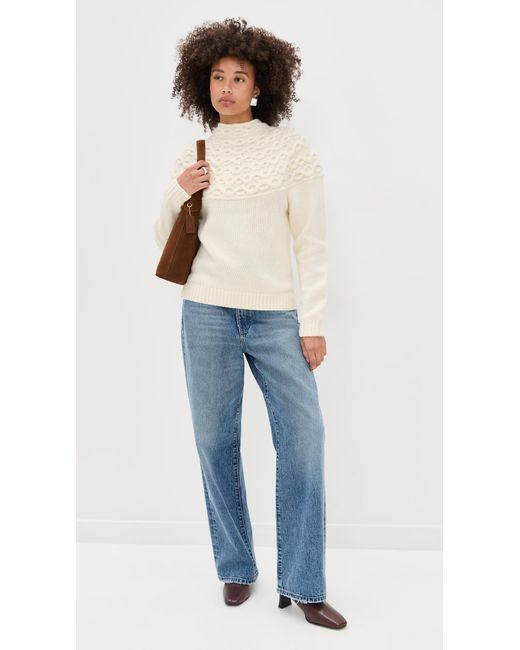Theory White Cable Yoke Sweater