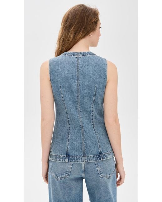 Madewell Blue Denim High Crew Neck Vest