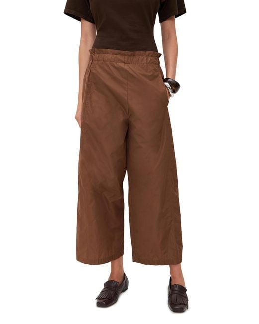 MEIMEIJ Brown Taffeta Pants With Elastic Waist