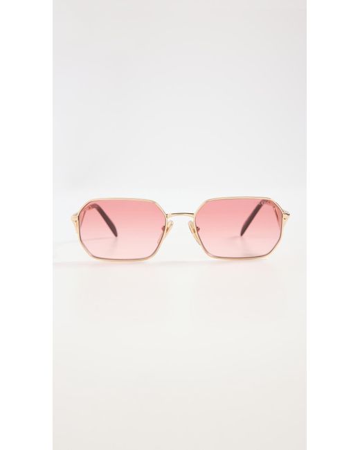 Prada Pink Rectangular Triangle Logo Sunglasses