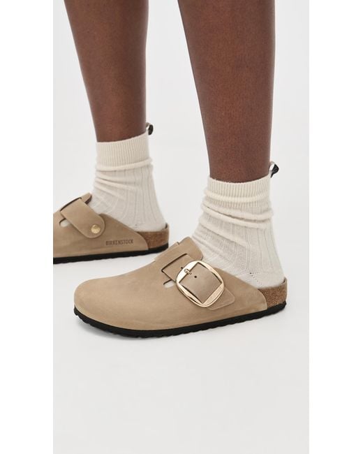 Birkenstock White Boston Big Buckle Clogs