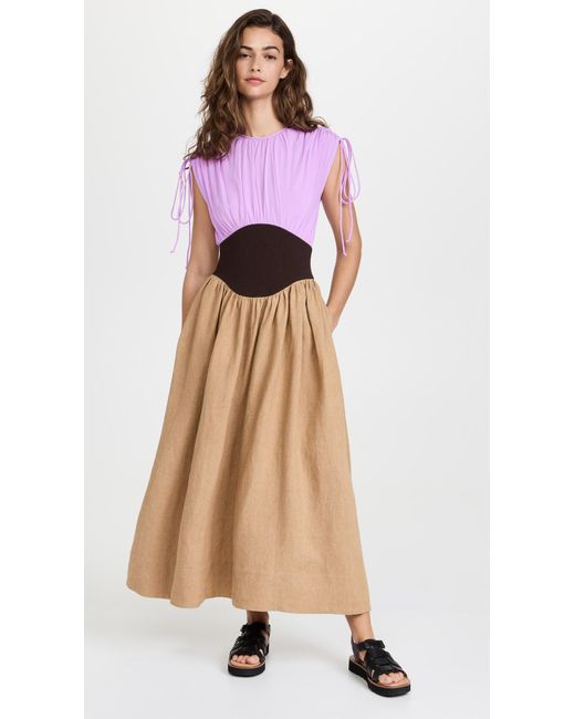 Tory Burch Silk Chiffon Linen Burlap Dress Lyst