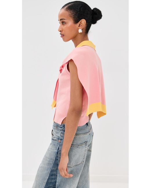Monse Pink Knitted Tie Scarf Top And Polo