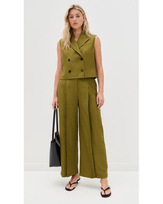 Theory Green Deep Pleat Pants