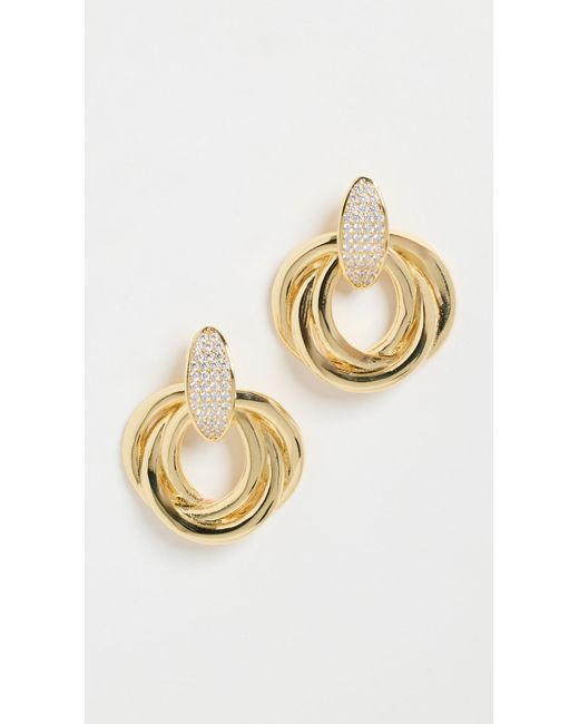 By Adina Eden Metallic Pave Dangling Twisted Knot Stud Earrings