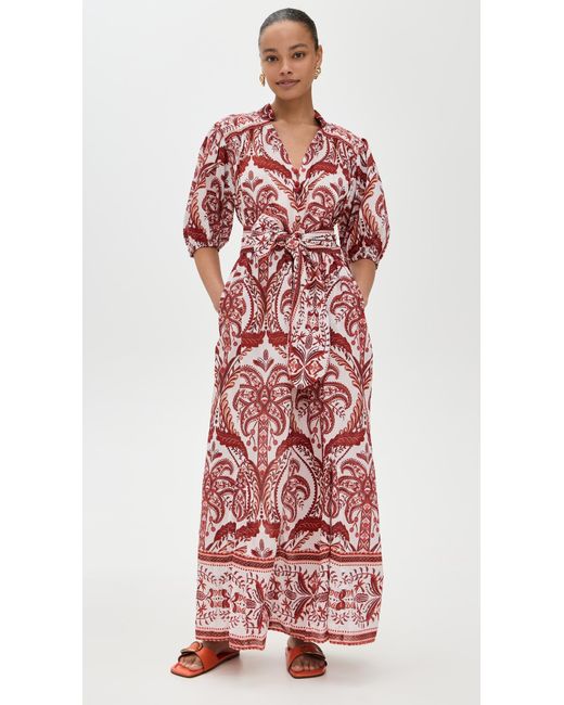 Farm Rio Red Tropical Cameo Off Maxi Dress