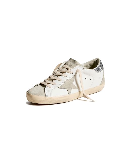 Golden Goose Deluxe Brand White Super Star Spur Glitter Heel Sneakers