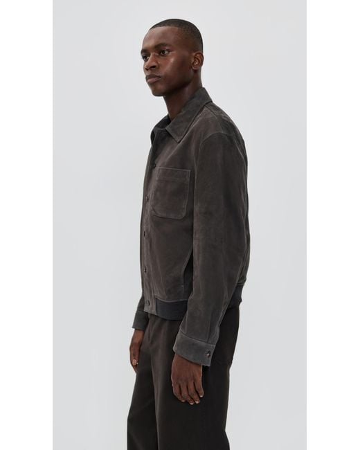 FRAME Black Suede Bomber Jacket for men