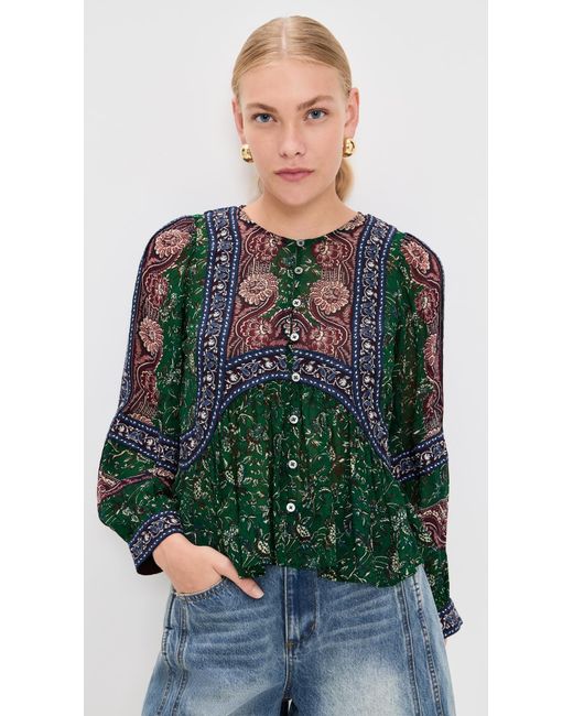 Sea Green Melba Print Long Sleeve Top