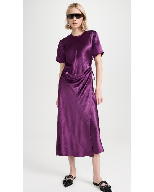 Acne Purple Short Sleeved Wrap Dress