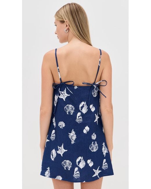 Reformation Blue Aubree Linen Dress