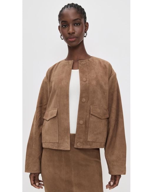 St. Agni Brown Suede Utility Cocoon Bomber