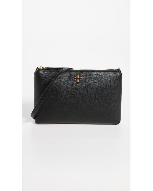 Tory Burch Leather Kira Pebbled Top Zip Crossbody in Black Lyst Canada