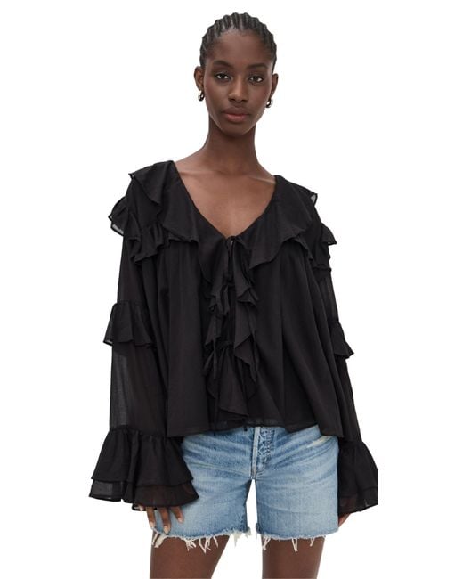 Show Me Your Mumu Black Joss Ruffle Top