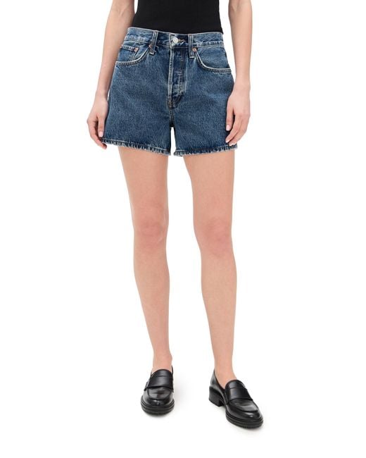 Re/done Blue Mid Rise Boy Shorts