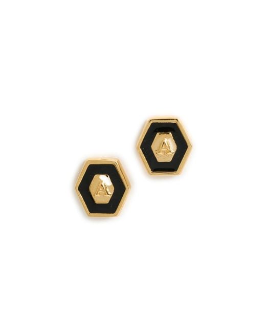 Gwen Beloti Multicolor Initial Hex Stud Earrings