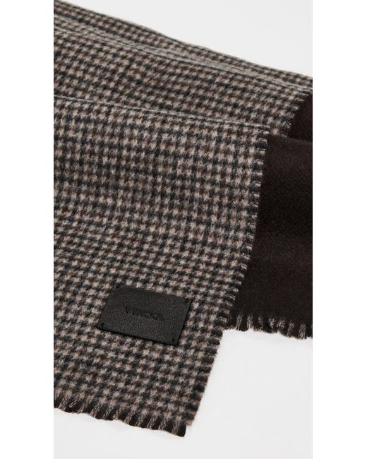 Vince Gray Double Face Houndstooth Scarf for men