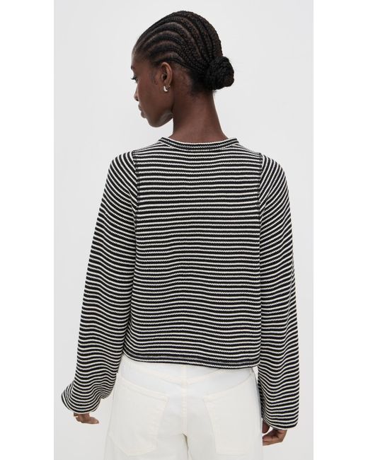 Madewell Black Striped Curved Long-Sleeve Tee
