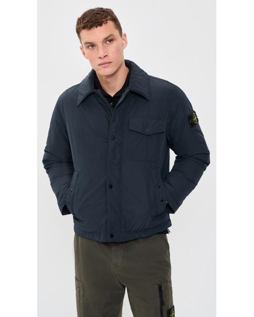 Stone Island Blue Down Coach Jacket for men
