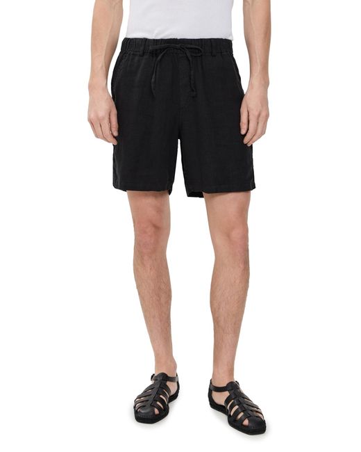 Bather Black Linen Leisure Shorts 6.25 for men