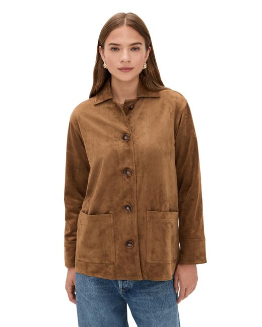 Z Supply Women's Brown Decker Faux Suede Chore Jacket