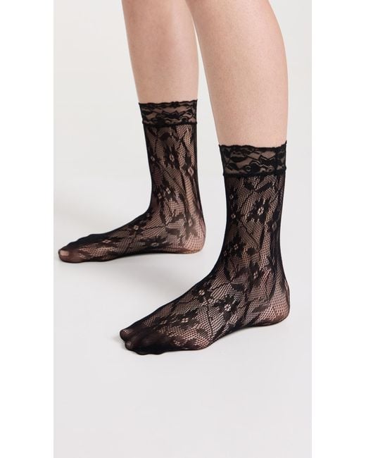Stems Black Floral Fishnet Socks