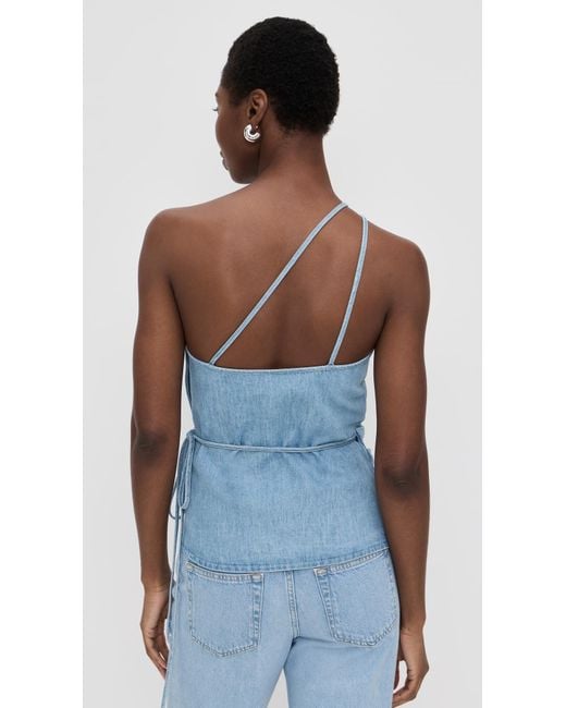 Closed Blue Wrap Top