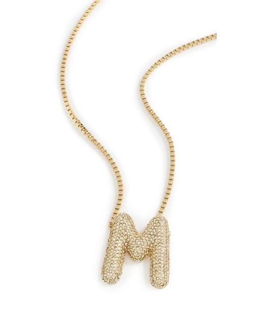 BaubleBar White Pave Bubble Initial Necklace