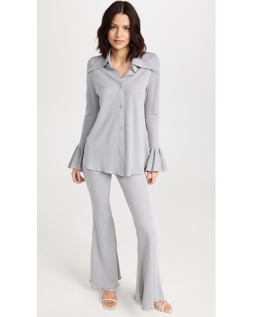 Sleeper Gray Metallic Lounge Suit With Pants In Silver