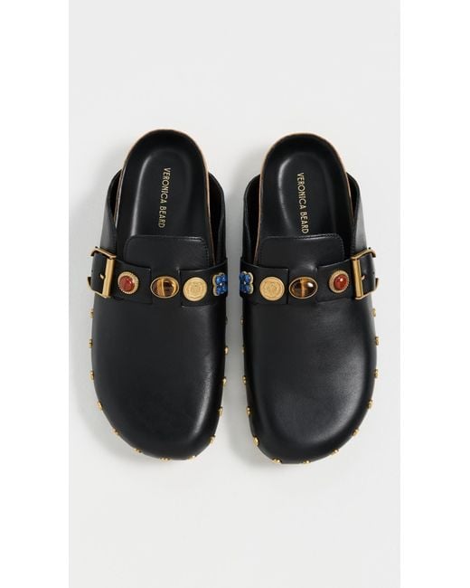 Veronica Beard Black Fern Charm Clogs