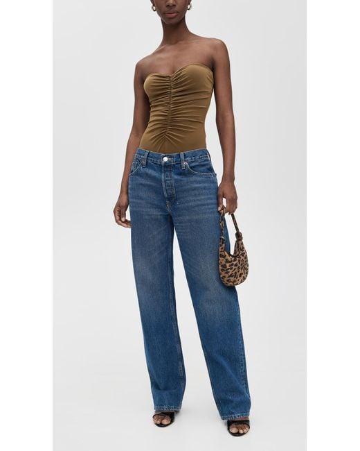 Norma Kamali Brown Strapless Shirred Front Mio One Piece