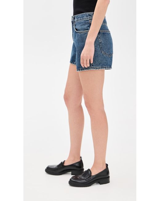 Re/done Blue Mid Rise Boy Shorts