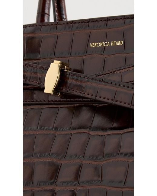 Veronica Beard Brown Croc Embossed Dash Bag