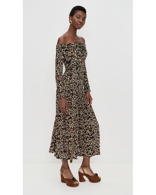 Farm Rio Multicolor Tiny Flowers Long Sleeve Maxi Dress