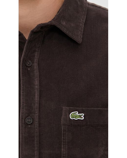 Lacoste Black Corduroy Button Down Shirt for men