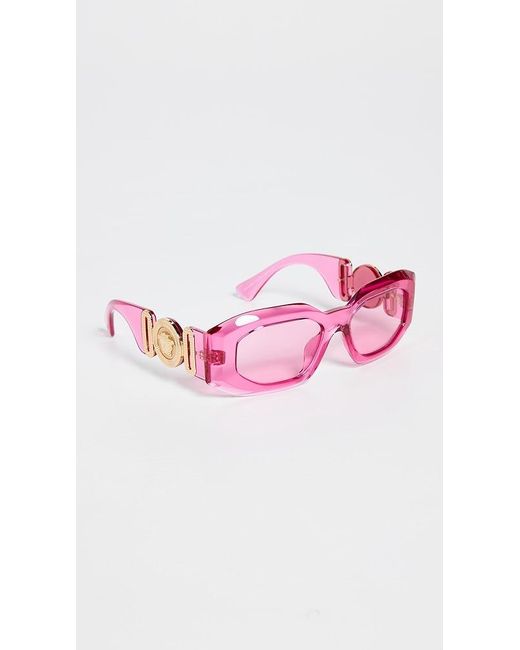 Versace Narrow Rectangle Sunglasses in Pink | Lyst Canada
